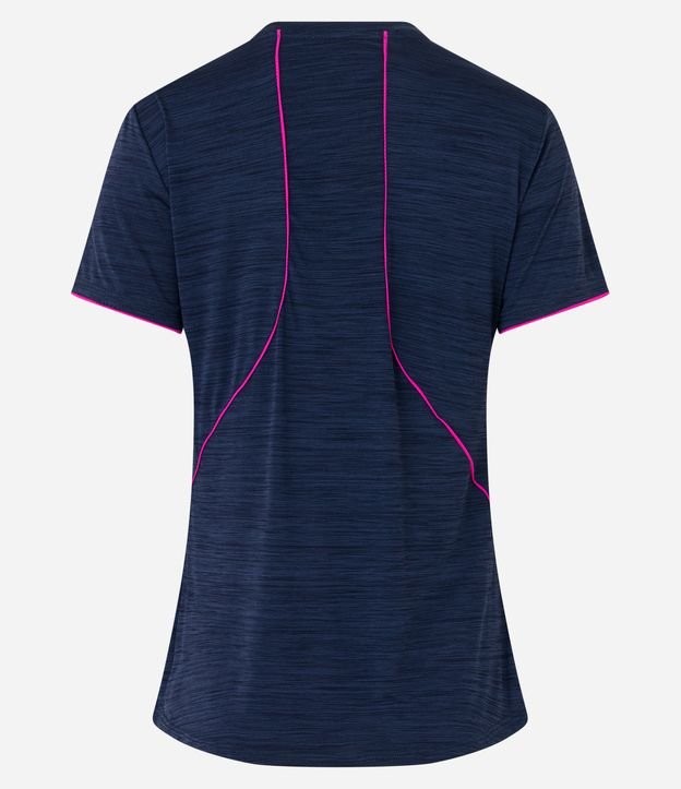 Camiseta Esportiva em Poliamida com Detalhes Contrastantes Azul Escuro 7