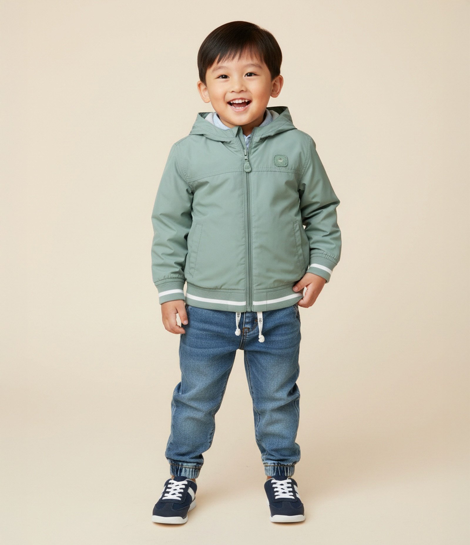 Jaqueta Infantil Corta Vento com Capuz - Tam 1 a 5 anos Verde 1