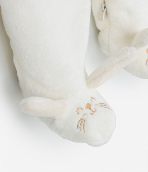 Macacão Longo Infantil com Bordado de Ursinho - Tam 0 a 18 meses Branco 6