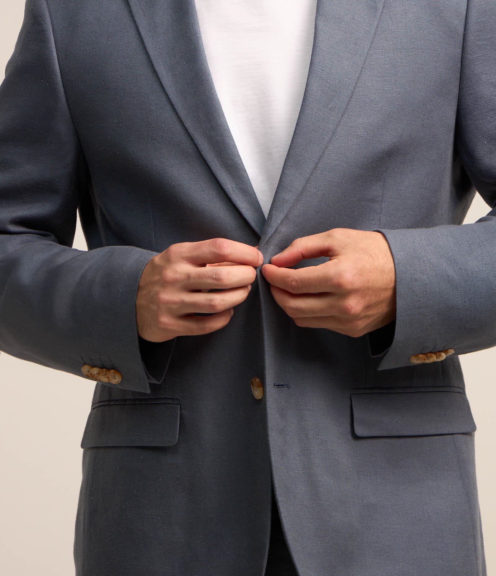 Paletó Slim em Viscolinho com Bolsos Azul Acinzentado 3