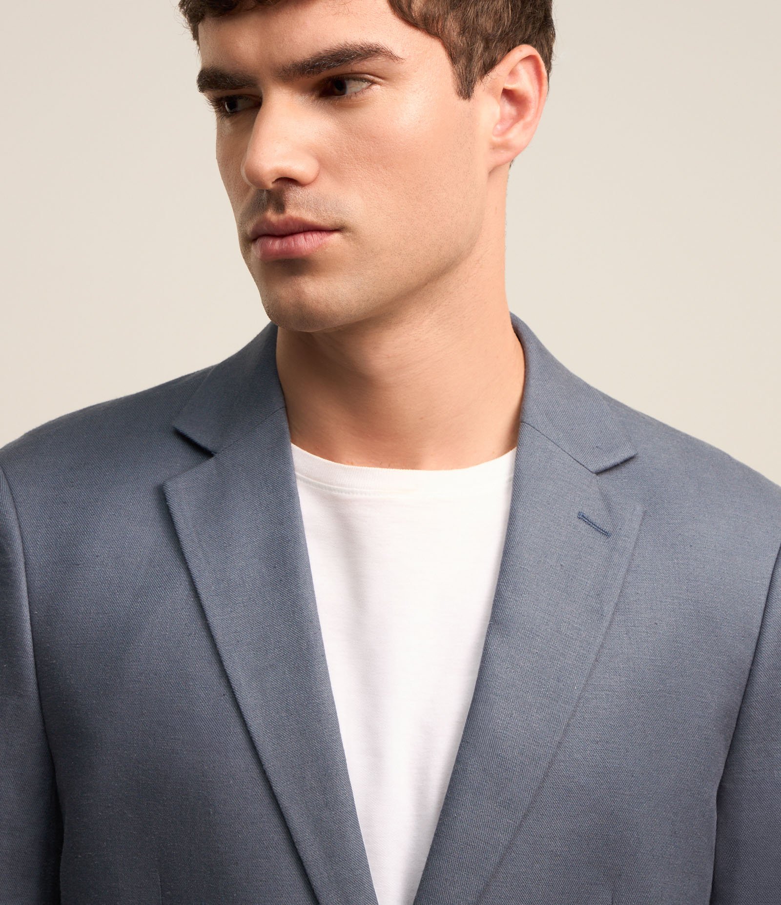 Paletó Slim em Viscolinho com Bolsos Azul Acinzentado 4