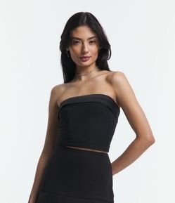 Blusa Cropped Acetinado Tomara que Caia com Lastex nas Costas