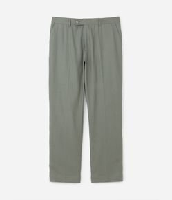 Calça Reta em Viscolinho com Bolso Faca