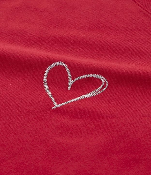 Blusa em Meia Malha com Corações Bordados em Fio Metalizado Curve & Plus Size Vermelho 7