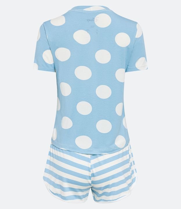 Pijama Curto em Viscolycra com Estampa Stitch Azul/ Branco 6