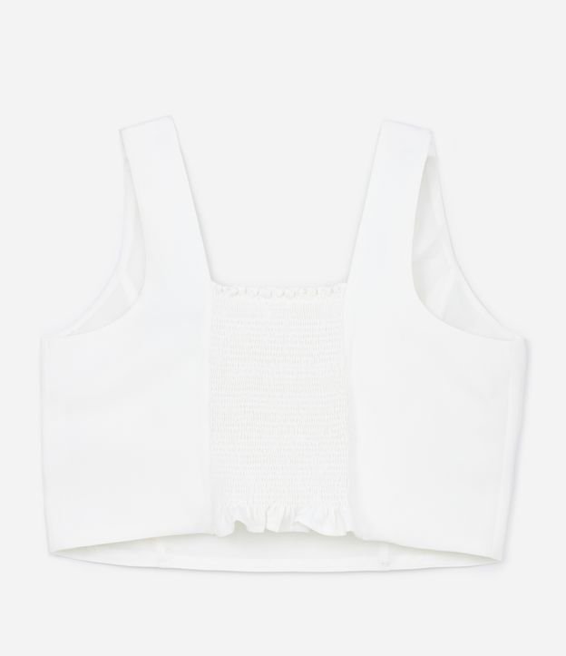 Blusa Cropped Alfaiatada com Lastex nas Costas Curve & Plus Size Branco 6