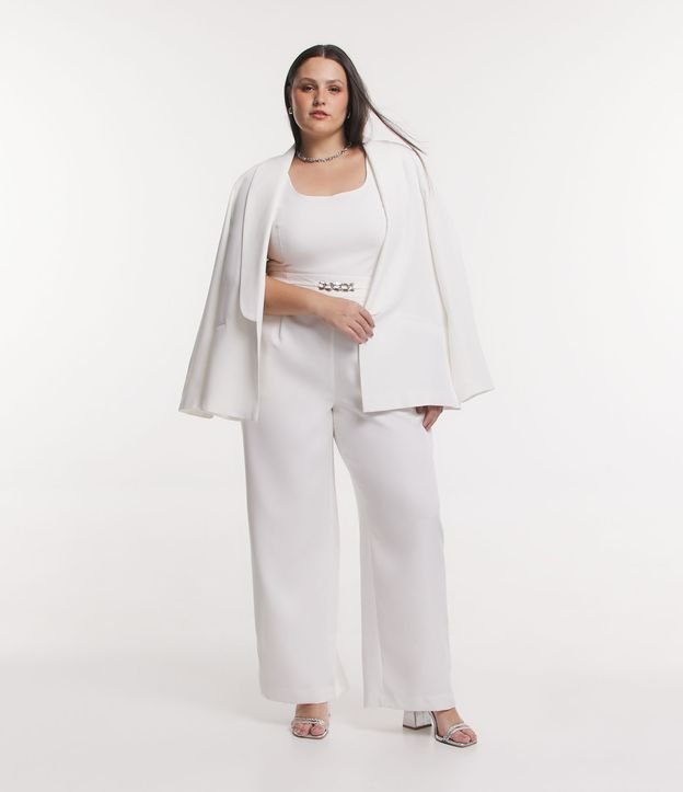 Blusa Cropped Alfaiatada com Lastex nas Costas Curve & Plus Size Branco 2