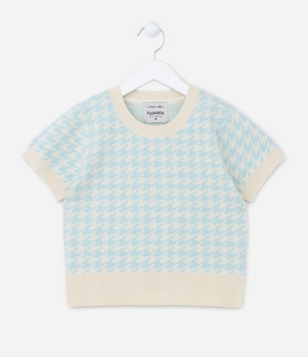 Blusa Infantil com Estampa Jacquard e Detalhes Canelados - Tam 5 a 14 Anos