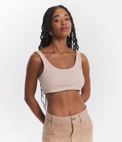 Blusa Regata Cropped Dupla Face em Tecido Misto Canelado