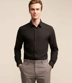 Camisa Regular em Microfibra Easy Care