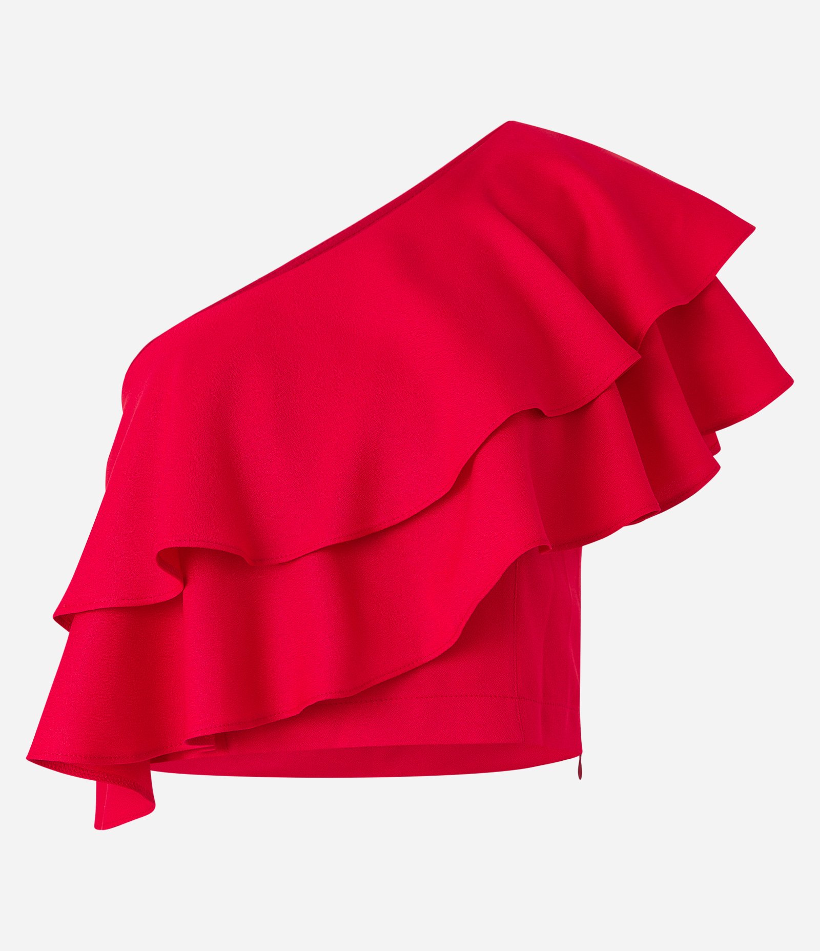 Top em Crepe com Decote Ombro Só e Babados Duplos Vermelho 7