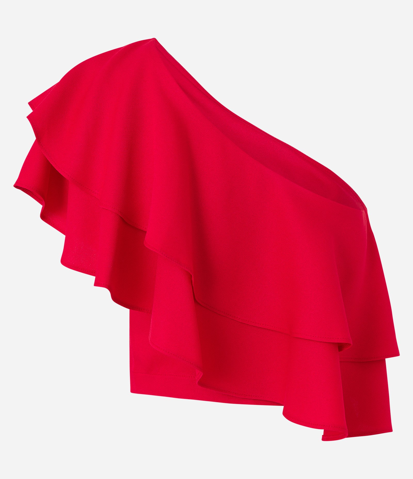 Top em Crepe com Decote Ombro Só e Babados Duplos Vermelho 8