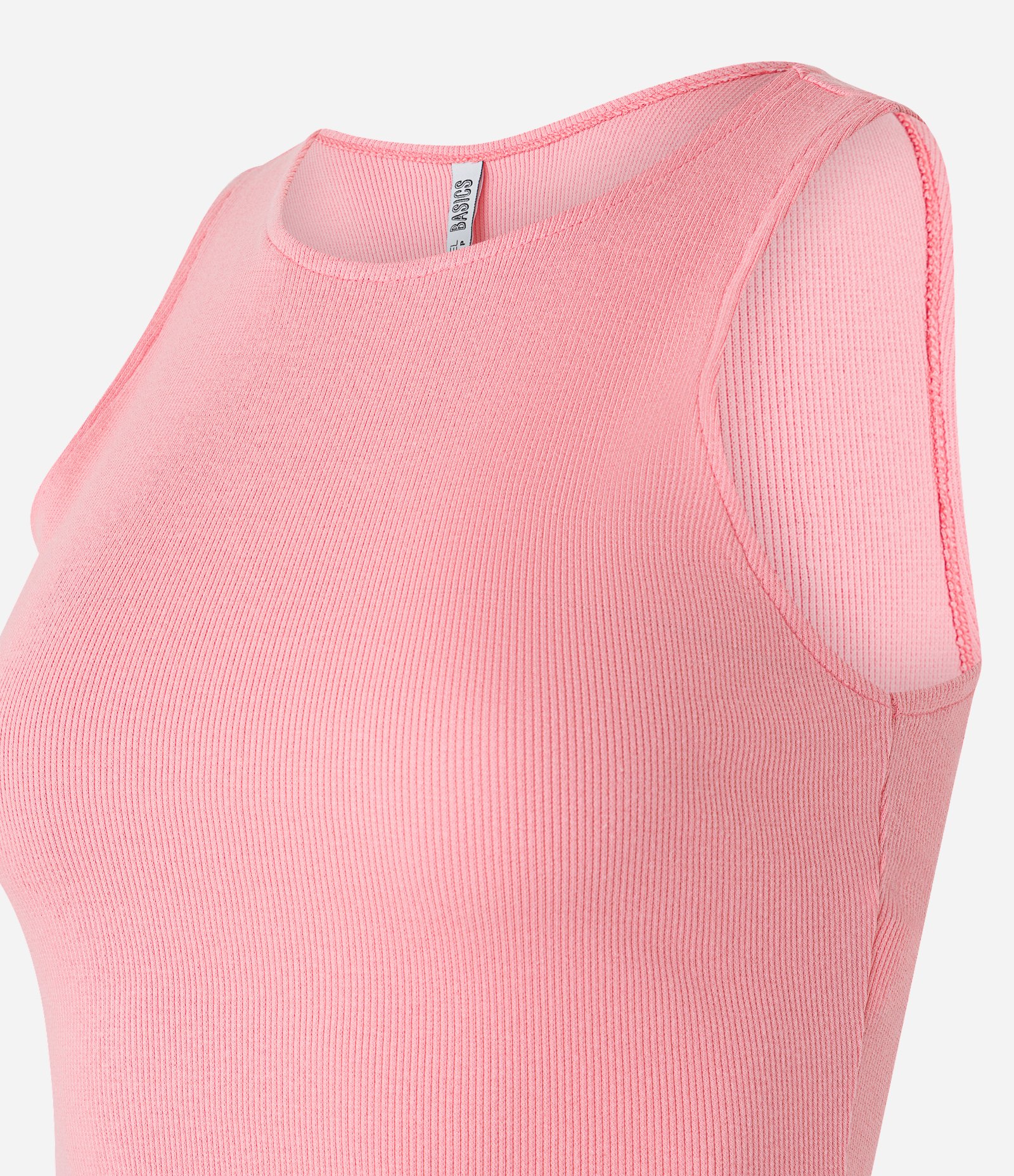Blusa Cropped sem Manga em Algodão com Textura Canelada Rosa 6