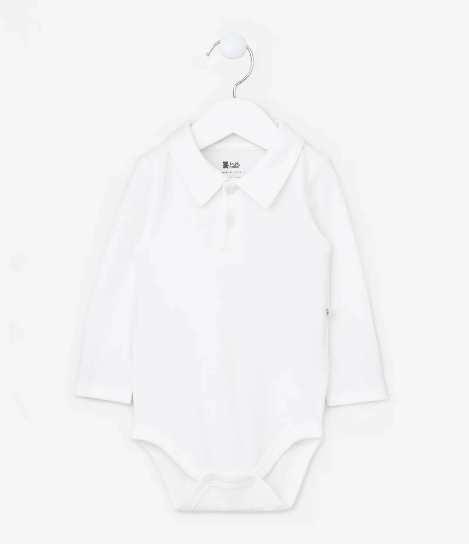 Body em Ribana Infantil Manga Longa - Tam RN a 24 meses Branco 1