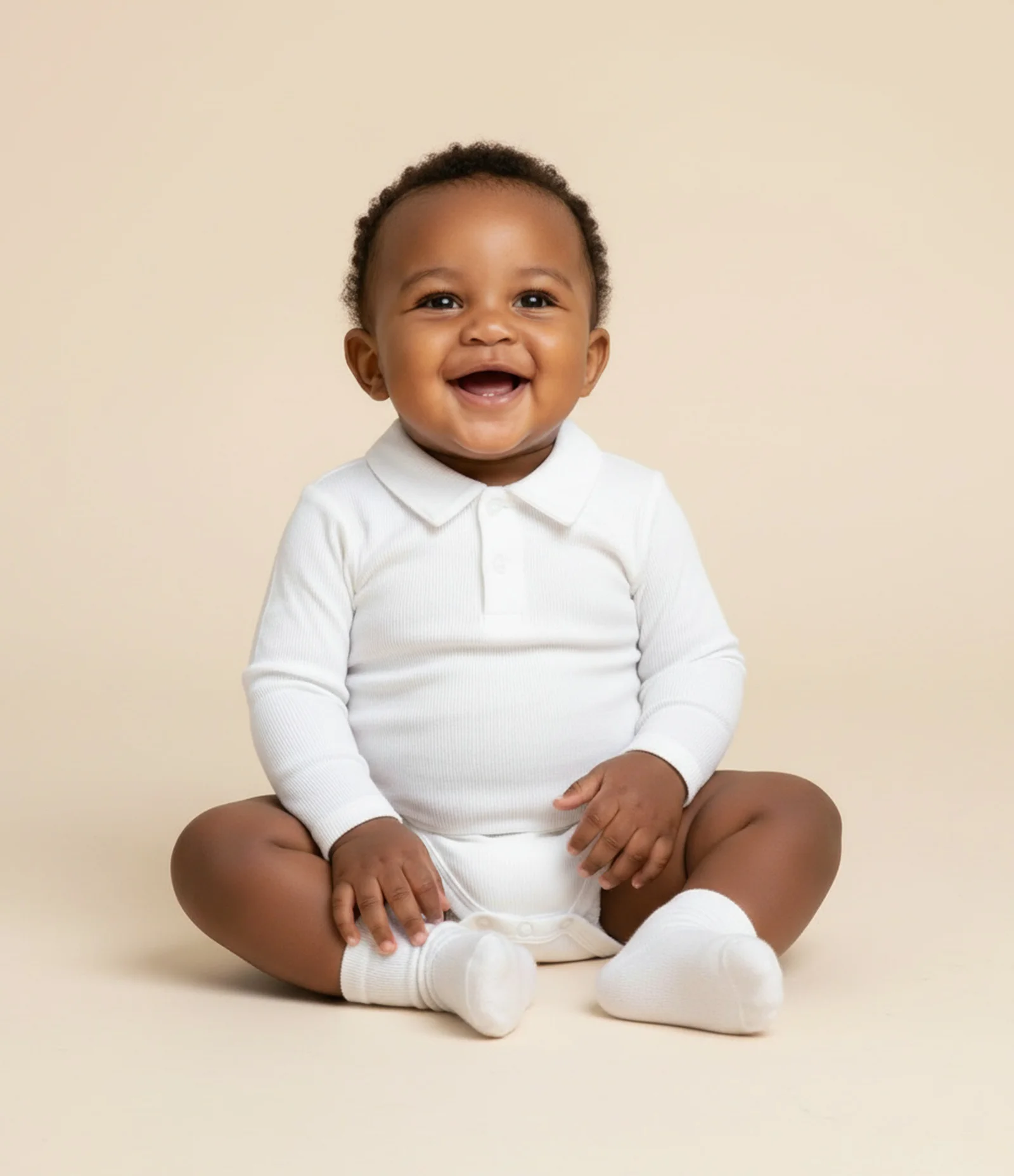 Body Infantil em Suedine com Golinha Polo - Tam RN a 24 meses Branco 1