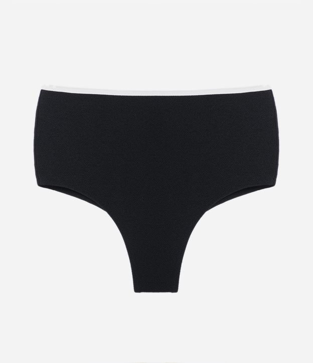 Biquíni Calcinha Hot Pants Texturizado com Viés Contrastante Preto 7