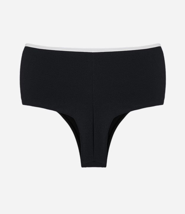 Biquíni Calcinha Hot Pants Texturizado com Viés Contrastante Preto 8