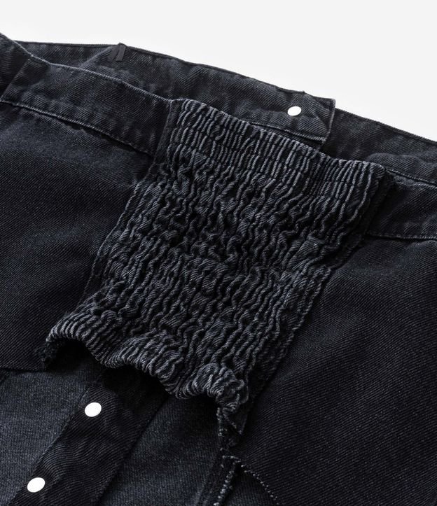 Blusa Tomara que Caia Jeans com Abotoamento Frontal e Lastex Curve & Plus Size Preto Estonado 7