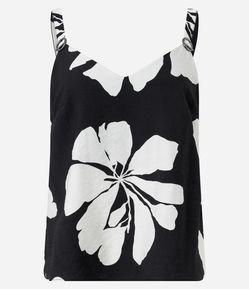 Blusa de Alça em Viscose com Flores Estampadas