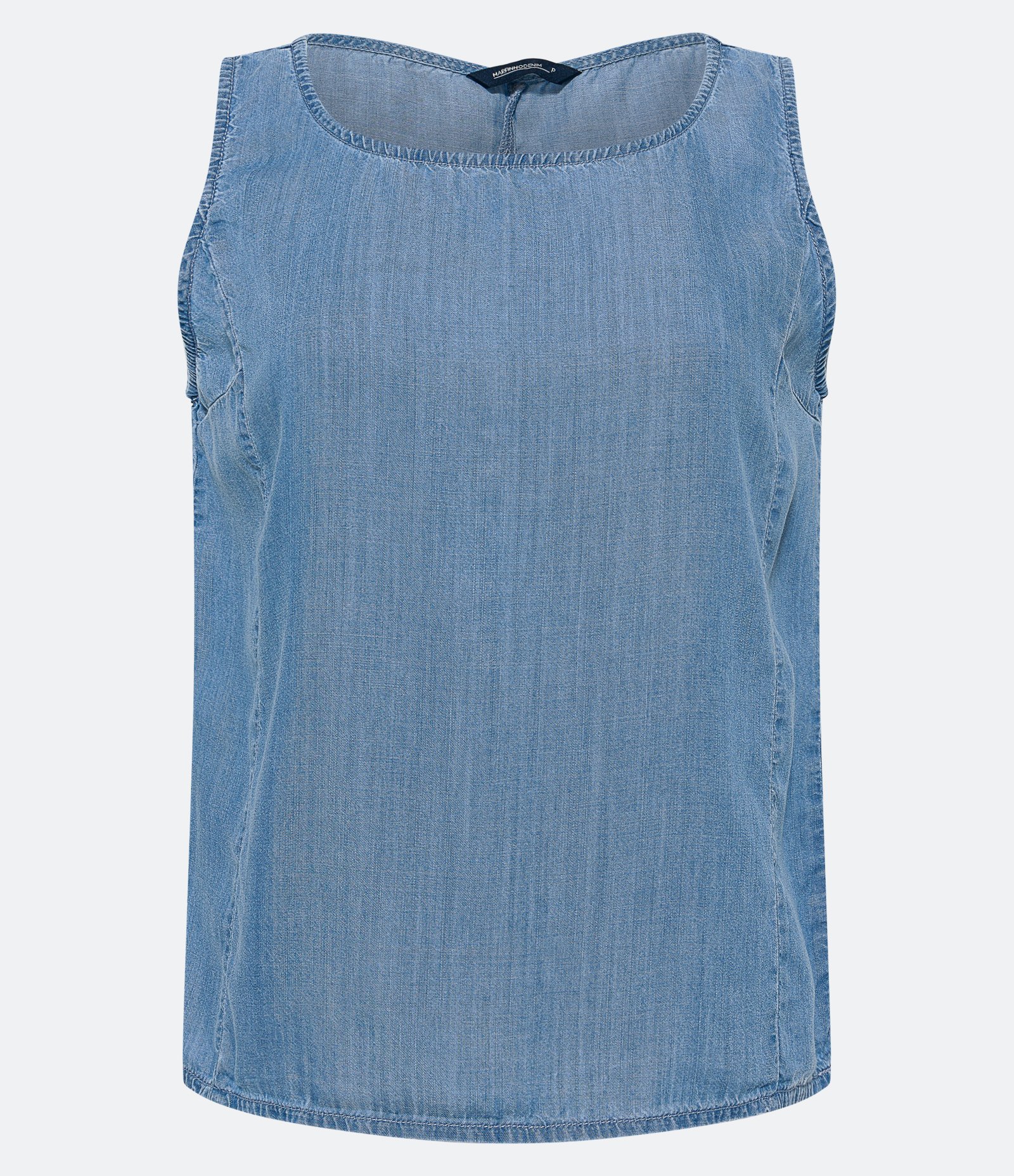 Blusa Sem Manga em Jeans com Decote U Azul 6