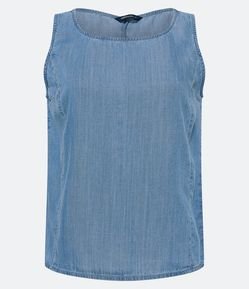 Blusa Sem Manga em Jeans com Decote U