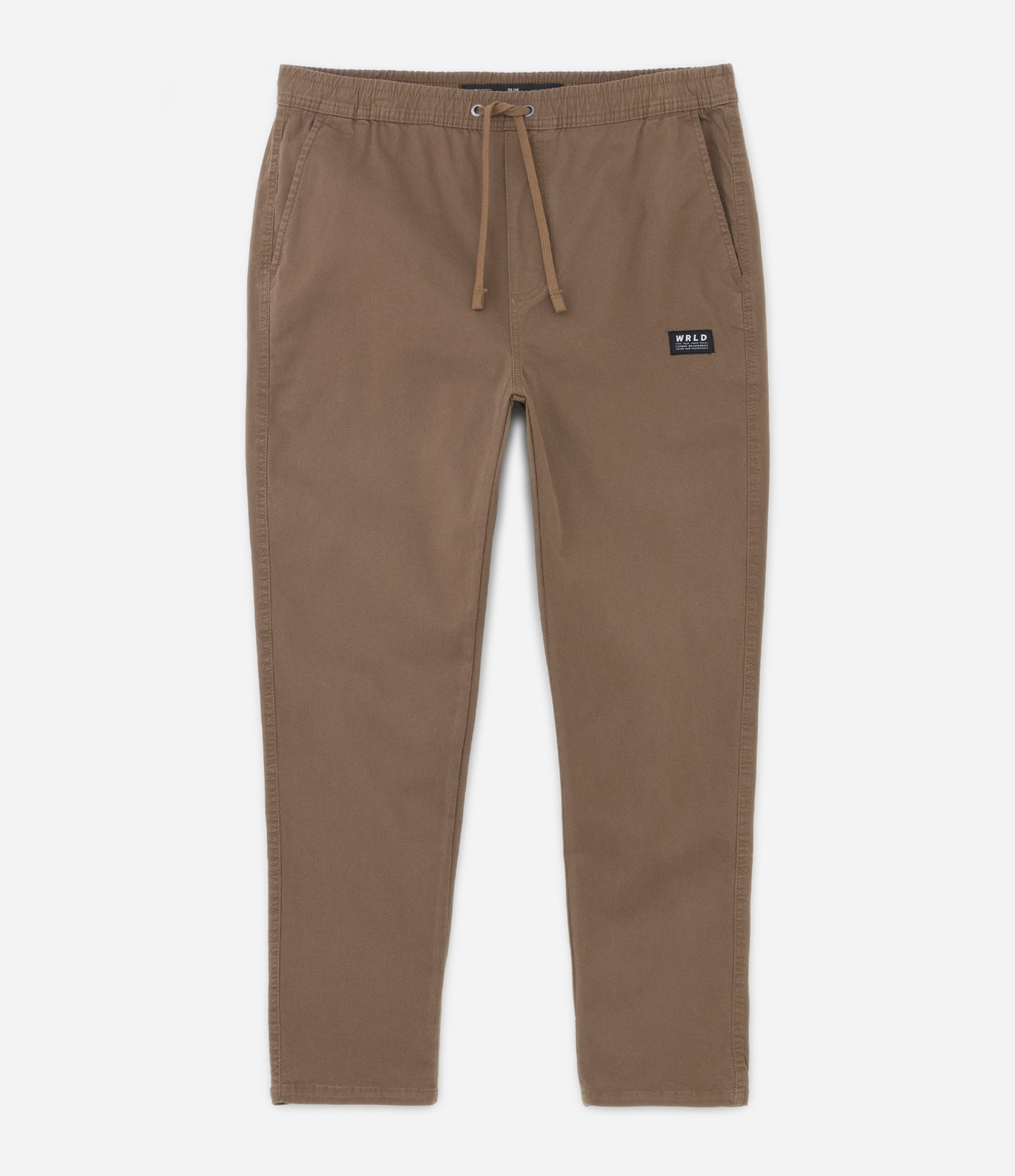 Calça Slim Cropped em Sarja com Etiqueta Frontal Marrom 5