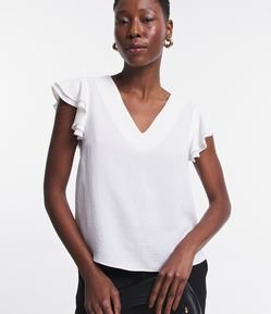 Blusa Sem Manga Texturizada com Babado na Cava