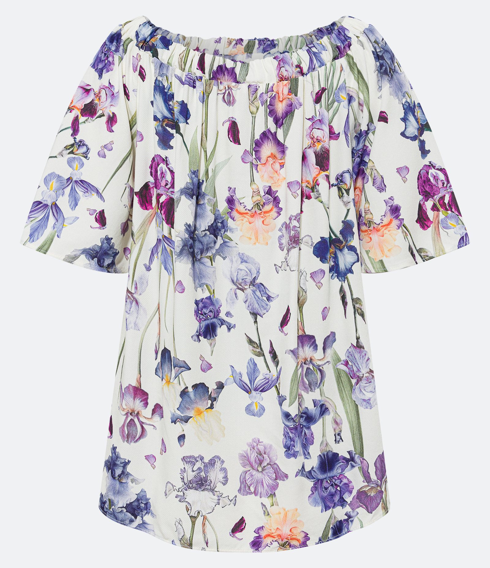 Blusa Manga Curta Ombro a Ombro em Viscose com Flores Estampadas Off White 8