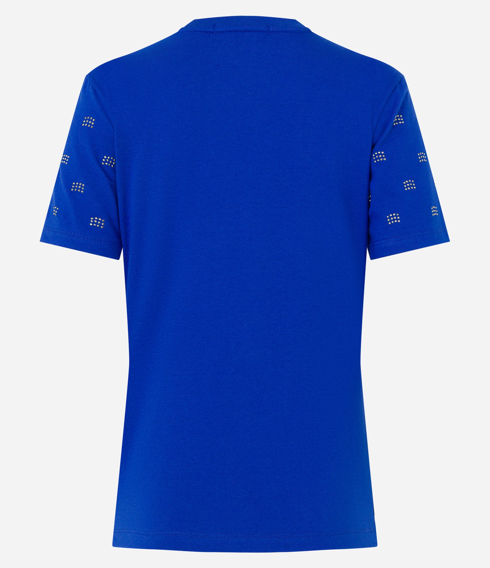 Blusa Manga Curta em Meia Malha com Tachas Aplicadas Azul 3