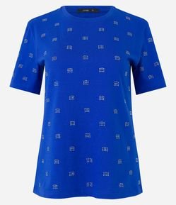 Blusa Manga Curta em Meia Malha com Tachas Aplicadas