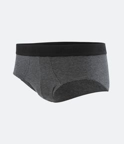 Cueca Slip em Meia Malha com Estampa de Listras Finas Mash