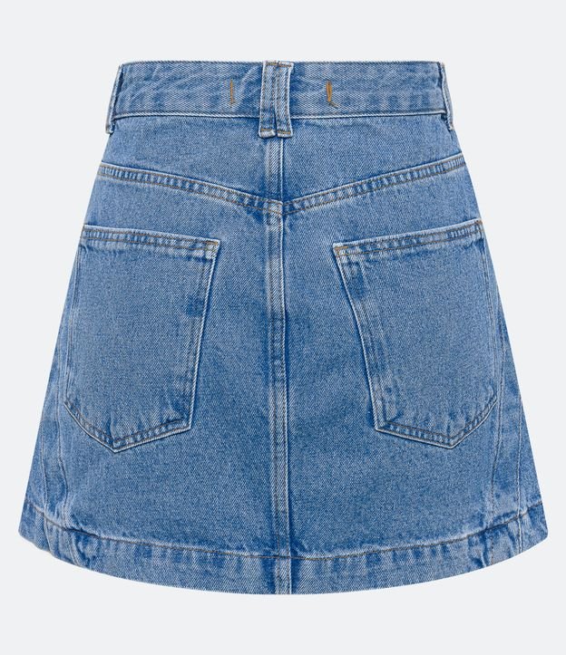 Saia Curta em Jeans com Fendinhas nas Laterais Azul 6