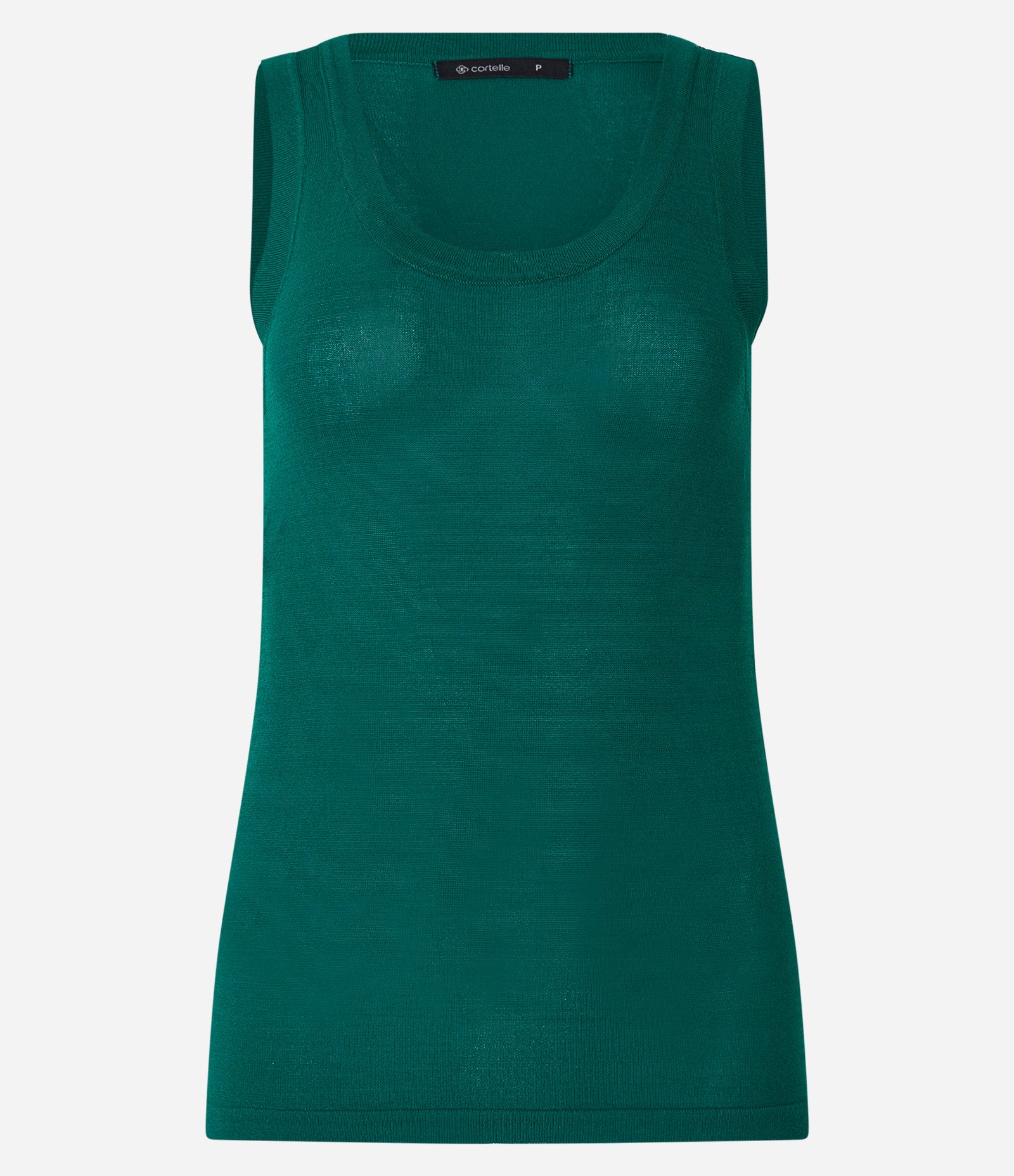 Blusa Sem Manga em Tricô Leve com Gola U Verde 1