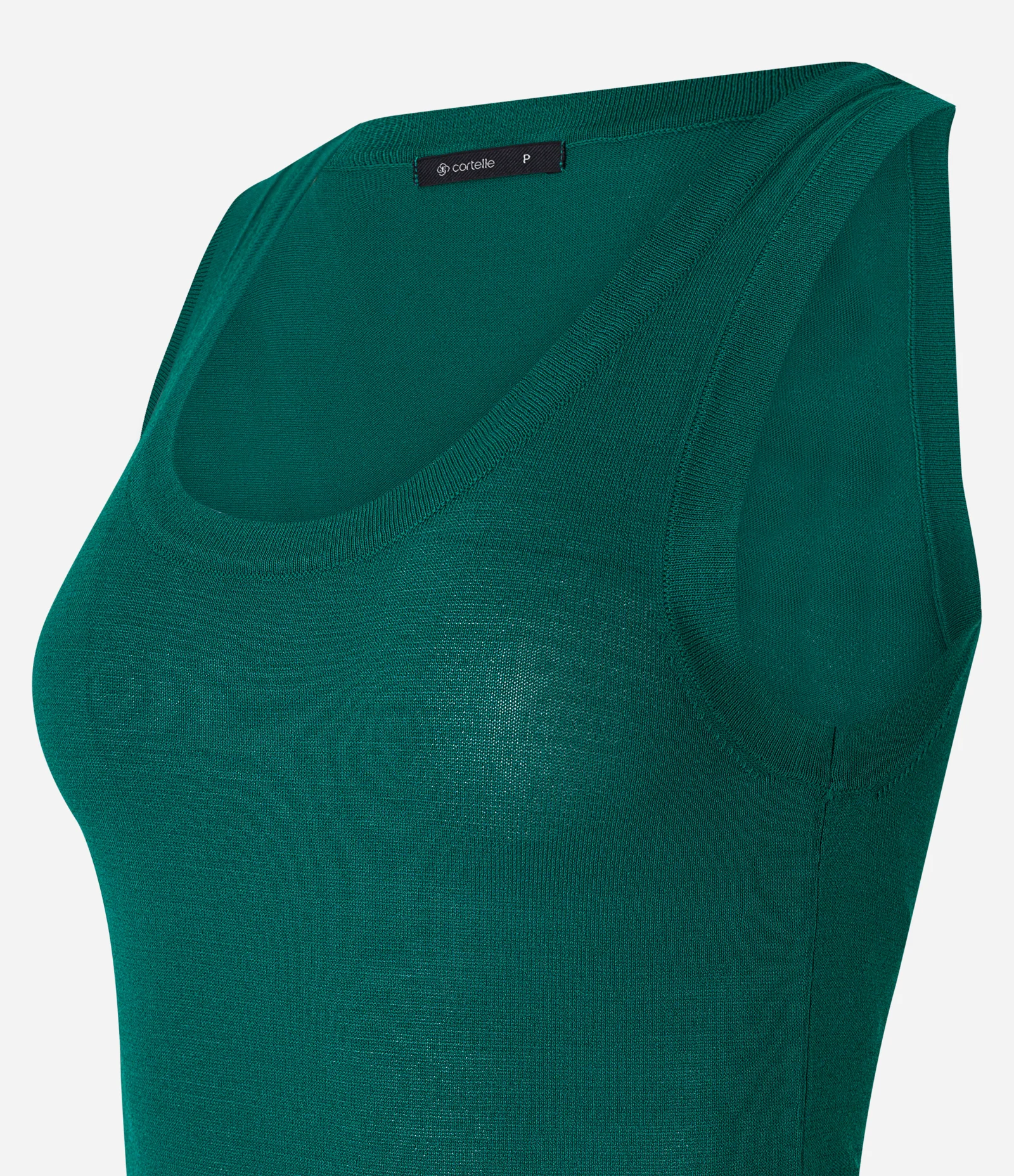 Blusa Sem Manga em Tricô Leve com Gola U Verde 2