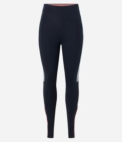 Calça Legging Esportiva em Poliamida com Recortes Laterais e Viés Contrastante