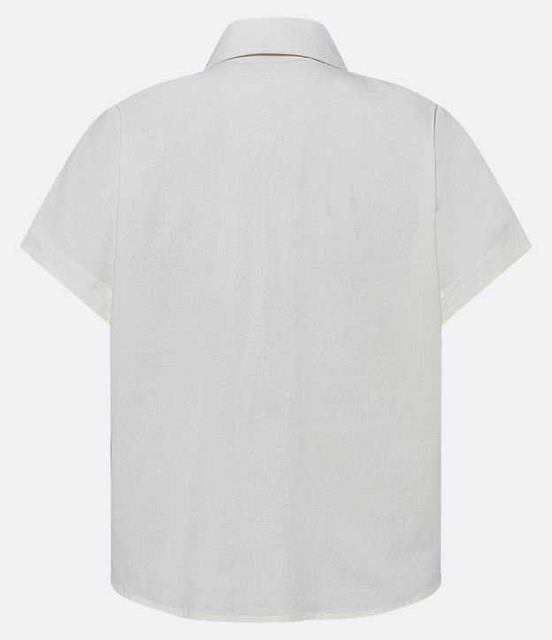 Camisa Manga Curta em Tricoline com Brilhos no Colarinho Off White 8