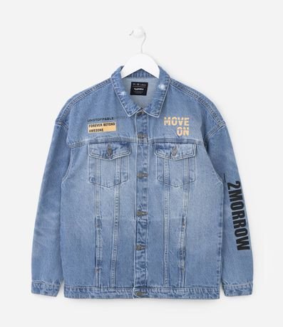 Jaqueta Oversized Infantil em Jeans com Puídos - Tam 5 a 14 anos Menor preço em Jaqueta Oversized Infantil em Jeans com Puídos - Tam 5 a 14 anos
