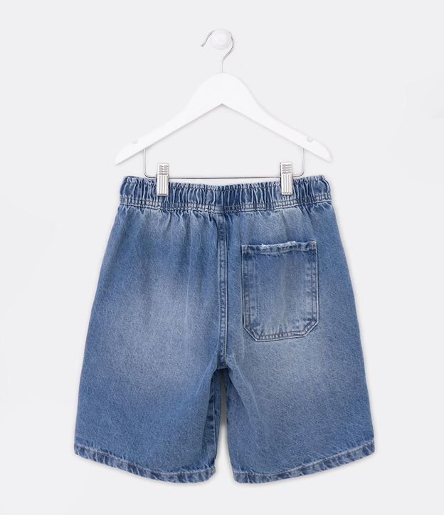 Bermuda Jeans Infantil com Bolsos Carpinteiros - Tam 5 a 14 anos Azul 2
