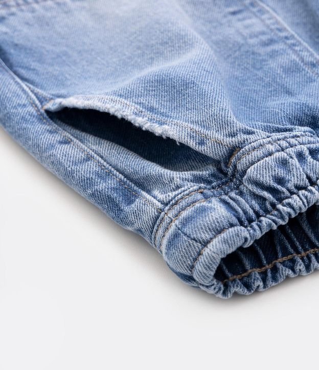 Bermuda Jeans Infantil com Bolsos Carpinteiros - Tam 5 a 14 anos Azul 3