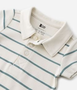 Body Curto Infantil com Gola Polo e Estampa Listrada - Tam 0 a 18 meses