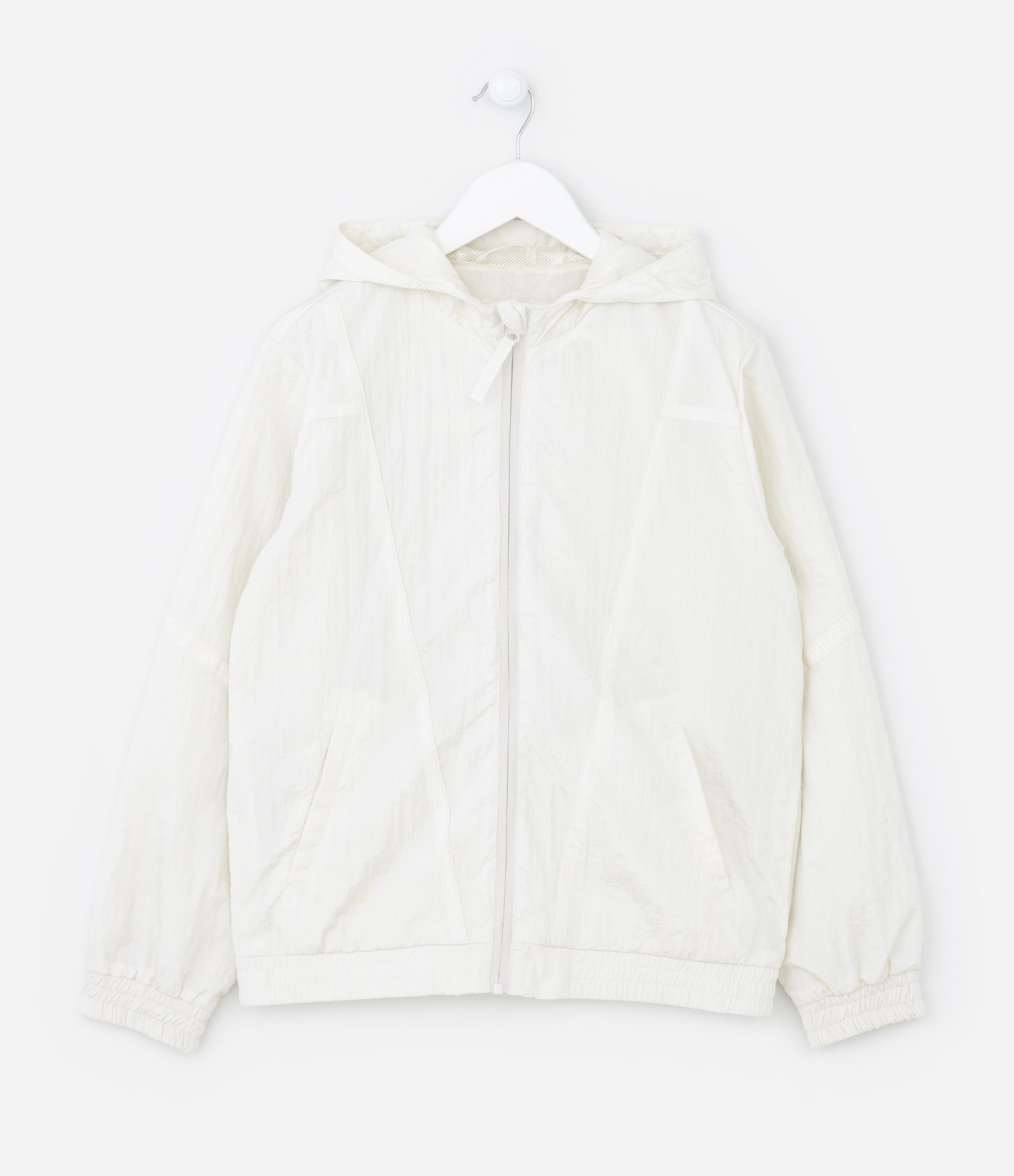 Jaqueta Infantil Corta-Vento com Capuz - Tam 05 a 14 Anos Off White 1