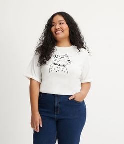 Camiseta em Meia Malha com Estampa Onça de Colar Curve & Plus Size