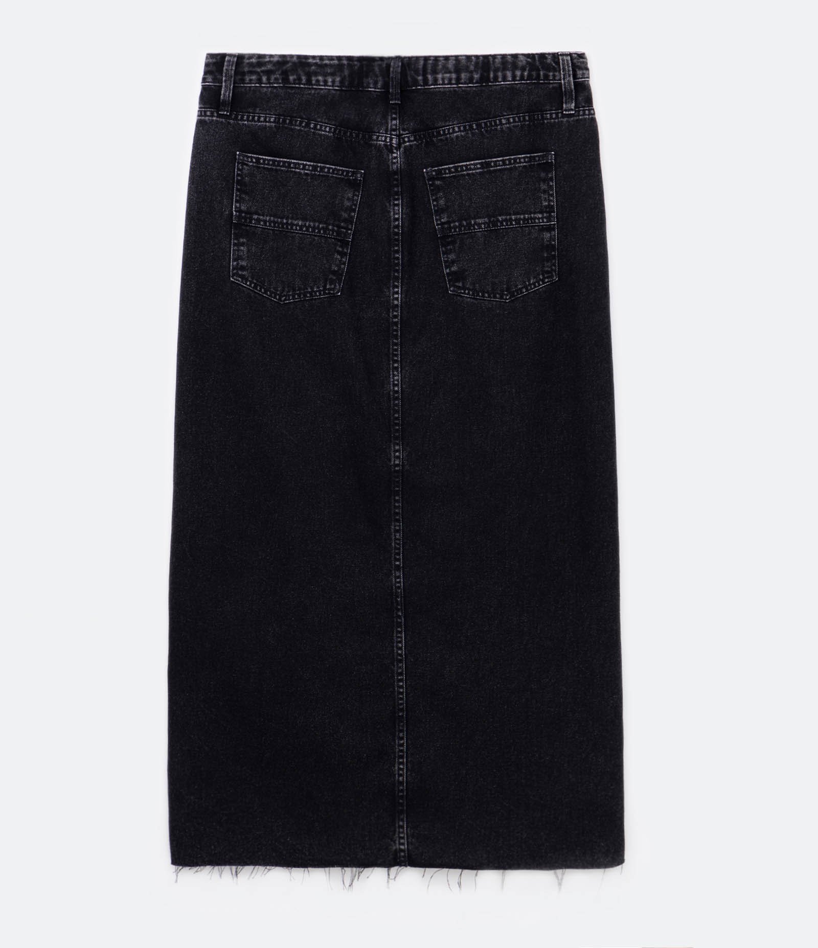 Saia Longa Jeans com Fenda Frontal Curve & Plus Size Preto 7