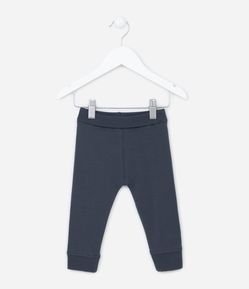 Calça Infantil com Cós Virado e Punhos Canelados - Tam RN a 18 Meses