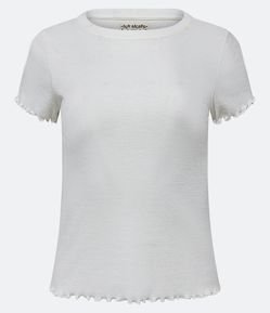 Blusa de Pijama em Ribana com Manga Curta e Frufru na Barra