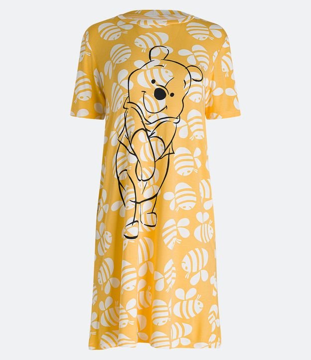 Camisola Curta em Viscolycra com Estampa Ursinho Pooh e Abelinhas Amarelo 3