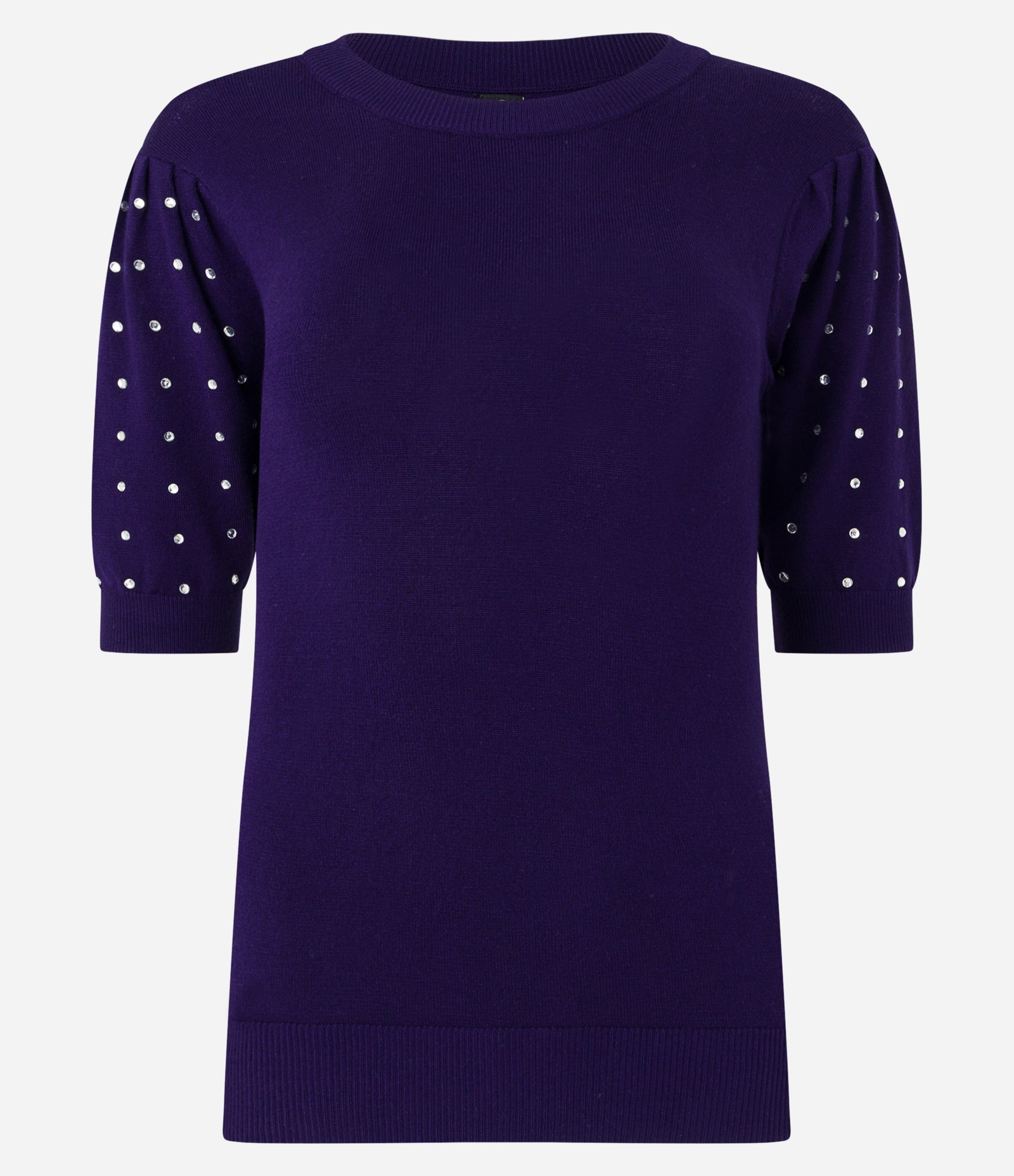 Blusa em Viscose com Manga Bufante e Strass Aplicado Azul 7