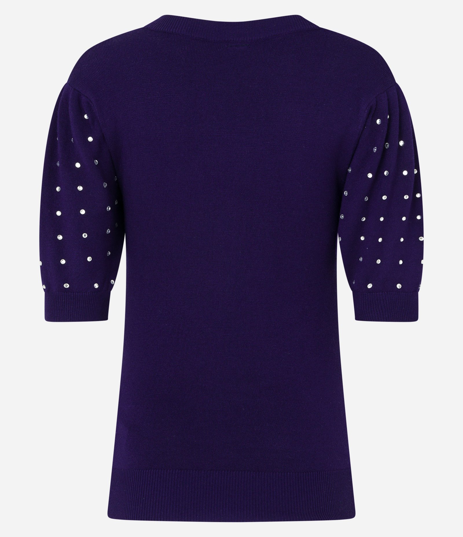 Blusa em Viscose com Manga Bufante e Strass Aplicado Azul 8