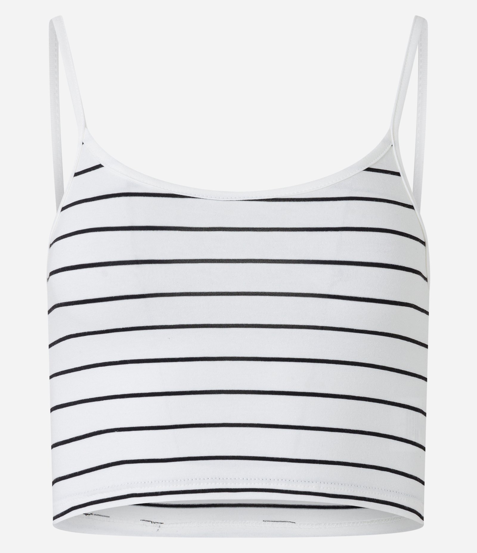 Blusa Cropped de Alça em Cotton com Listras Branco 5
