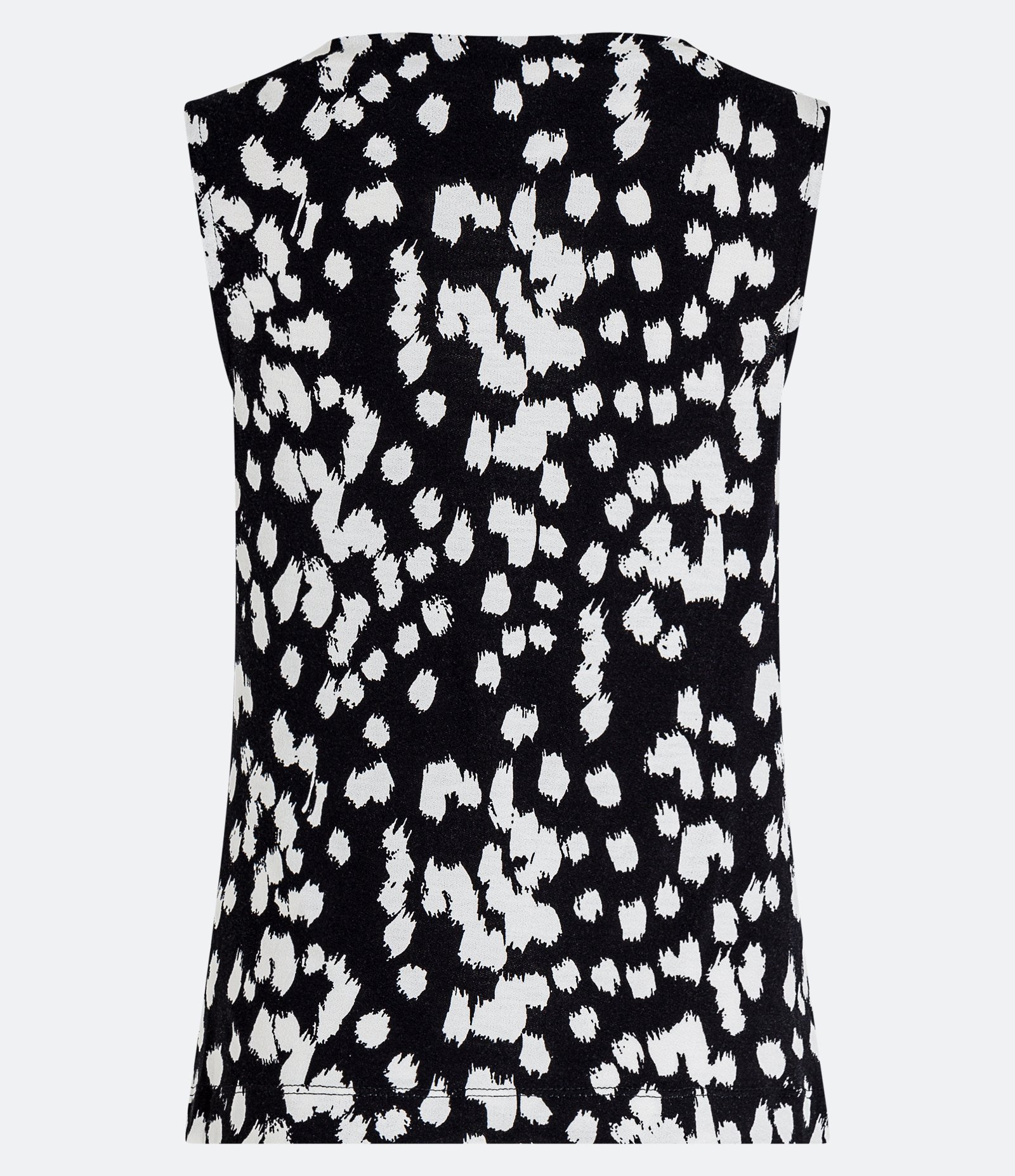 Blusa Sem Manga em Viscose com Franzido e Pintas Estampadas Preto 6